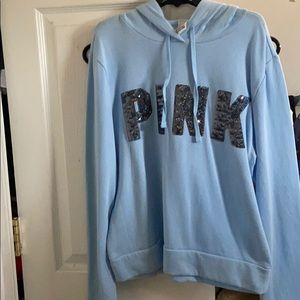 Blue hoodie from pink